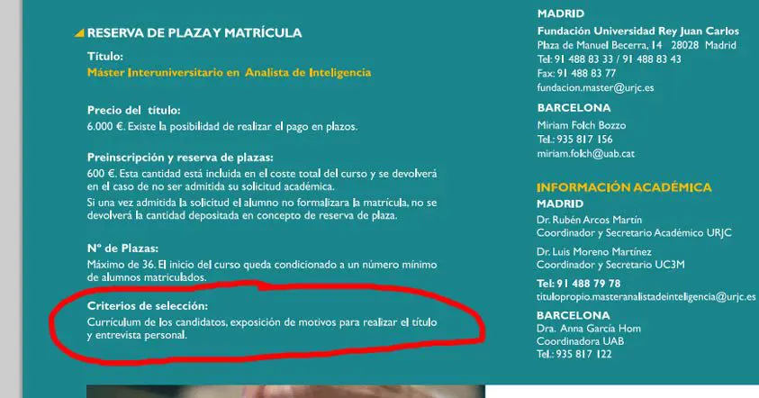 criterios seleccion curso inteligencia